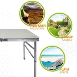 AKTIVE - Table Pliante Avec 2 Tabourets Et Poignée De Transpor, Gris 9 AKTIVE - Table Pliante Avec 2 Tabourets Et Poignée De Transpor, Gris -Camping Soldes Magasin aktive table pliante avec 2 tabourets et poignee de transpor gris 3