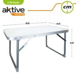 AKTIVE - Table Pliante . Table Basse Blanche En Aluminium - 40x60x40 Cm -Camping Soldes Magasin aktive table pliante table basse blanche en aluminium 40x60x40 cm 3
