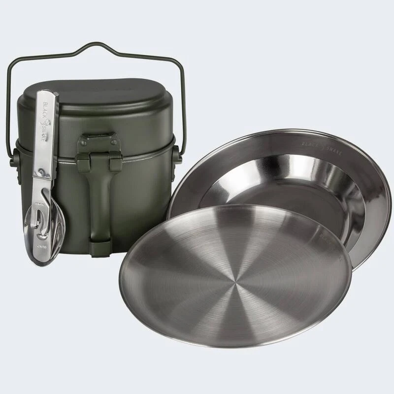 Batterie De Cuisine De Camping, Assiette Plate & Creuse Et Couverts Set 4 Batterie De Cuisine De Camping, Assiette Plate & Creuse Et Couverts Set – Image 2