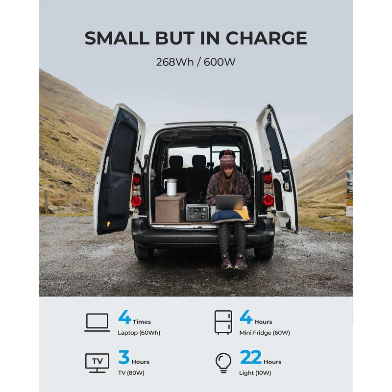 BLUETTI Générateur Électrique EB3A+PV200 268Wh/600W LiFePO4 Batterie Pour Voyage 4 BLUETTI Générateur Électrique EB3A+PV200 268Wh/600W LiFePO4 Batterie Pour Voyage – Image 2