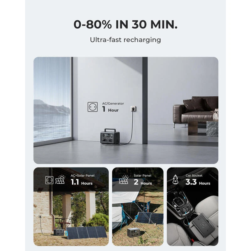 BLUETTI Générateur Électrique EB3A+PV200 268Wh/600W LiFePO4 Batterie Pour Voyage 6 BLUETTI Générateur Électrique EB3A+PV200 268Wh/600W LiFePO4 Batterie Pour Voyage – Image 4