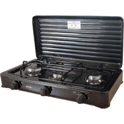 MPM Cuisinière à Gaz Portable Pour Le Camping Avec 3 Feux Couvercle Smile -Camping Soldes Magasin cuisiniere a gaz portable pour le camping avec 3 feux couvercle smile 1