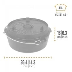 Petromax Dutch Oven FT6-6QT - Sans Pieds -Camping Soldes Magasin petromax dutch oven ft6 6qt sans pieds 2