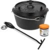 Petromax Dutch Oven FT9-9QT (Sans Pieds) Set - Poêle + Levier De Couvercle + -Camping Soldes Magasin petromax dutch oven ft9 9qt sans pieds set poele levier de couvercle