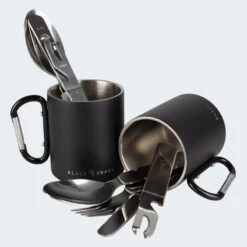 Set De Couverts De Camping & Tasse Thermique à Mousqueton | 2 Personnes -Camping Soldes Magasin set de couverts de camping and tasse thermique a mousqueton 2 personnes 1